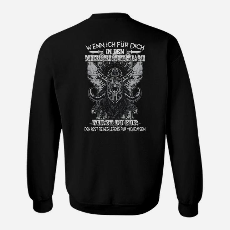 Schwarzes Herren-Sweatshirt mit Germanischem Motiv und Spruch, Nordisches Design