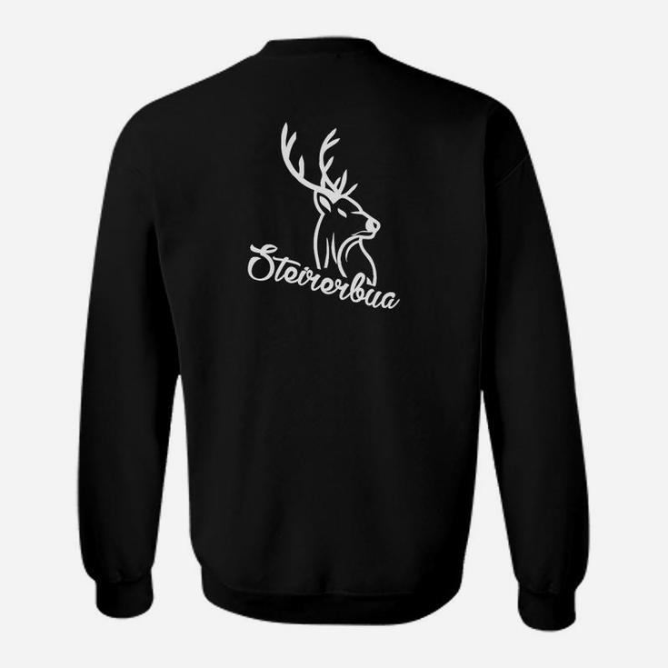 Schwarzes Herren Sweatshirt mit Hirschmotiv, Jagd Design Tee