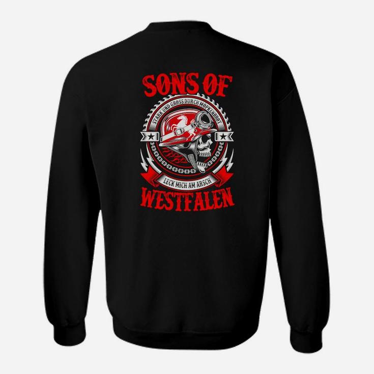 Schwarzes Herren Sweatshirt Sons of Westfalen mit Totenkopf Design