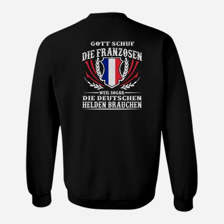 Schwarzes Sweatshirt mit Franzosen-Deutschen Heldenspruch