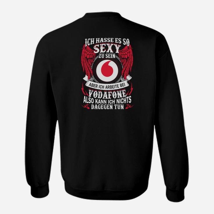 Schwarzes Sweatshirt mit Lustigem Vodafone-Spruch für Fans