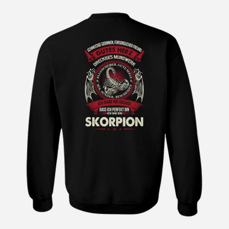 Schwarzes Sweatshirt mit Skorpion-Design und Spruch, Grafikshirt