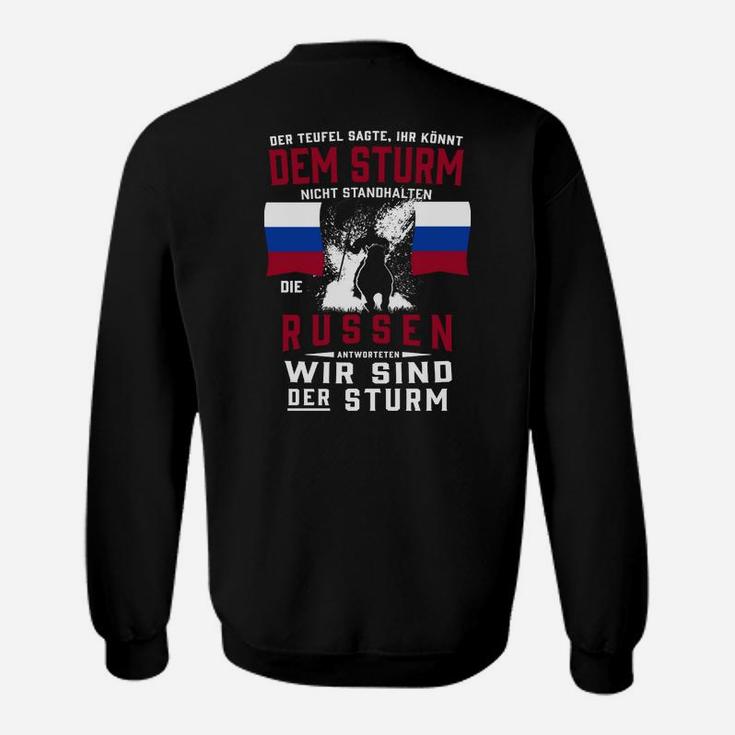 Schwarzes Sweatshirt: Patriotischer Slogan & Wolf, Wir sind der Sturm