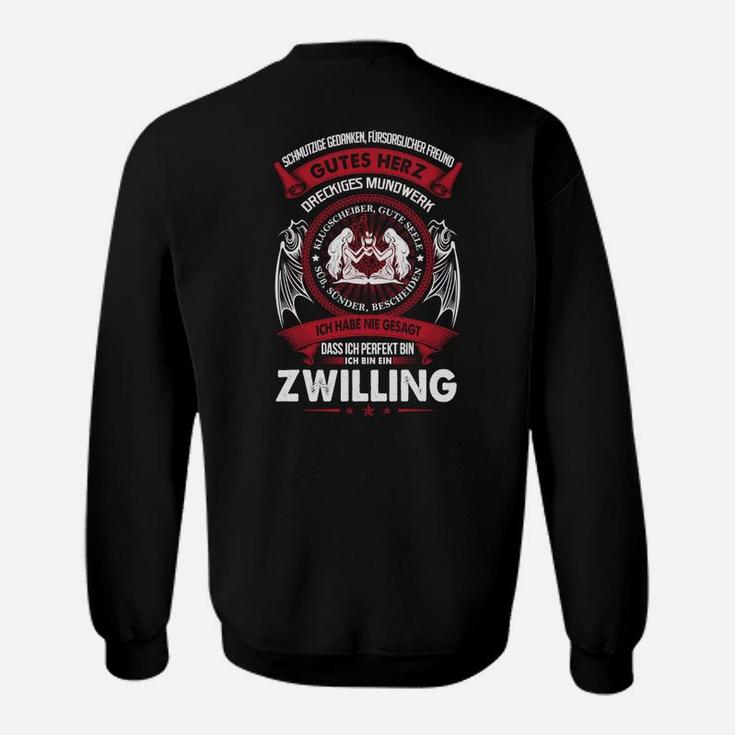 Schwarzes Zwilling Motiv Sweatshirt für Herren, Sternzeichen Design