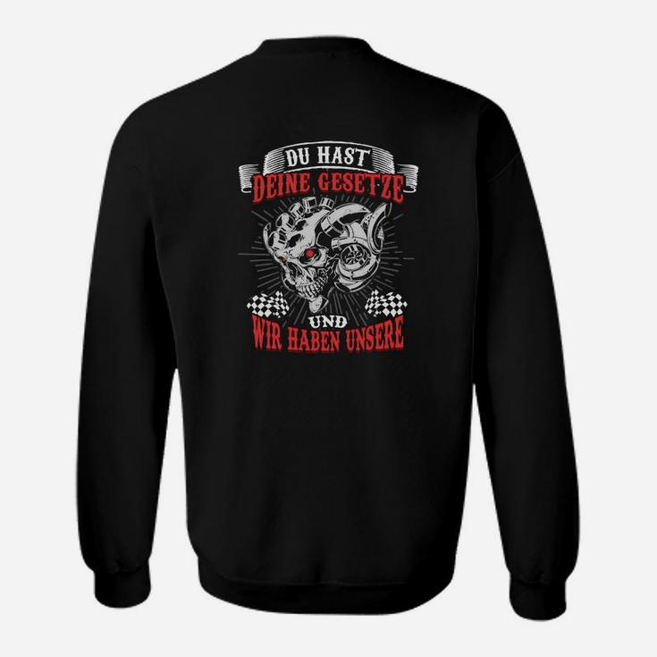 Totenkopf Spruch Sweatshirt für Herren, Schwarz mit Motiv