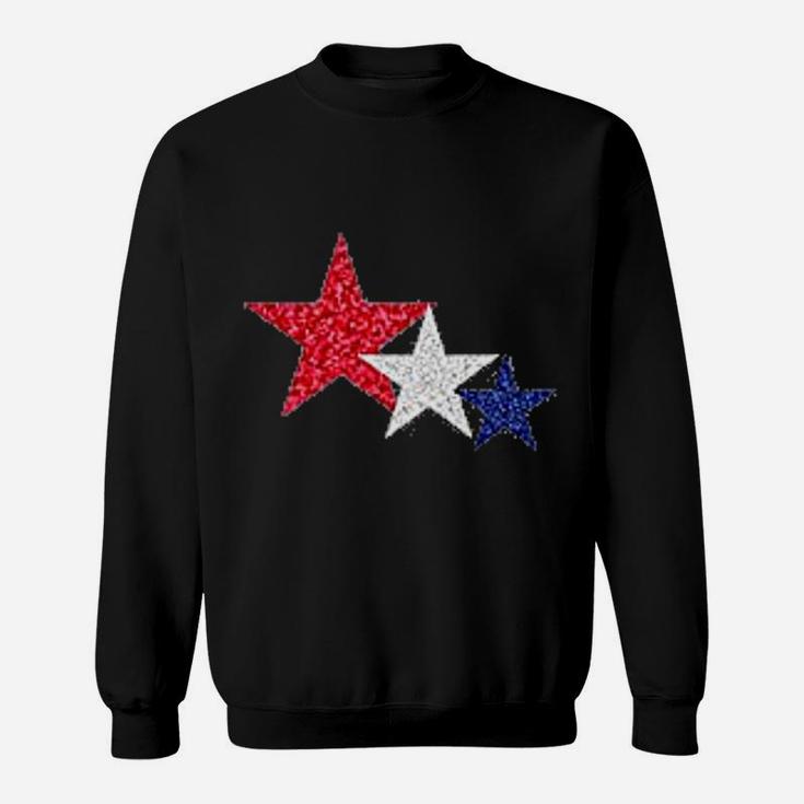 4th Of July Memorial Day Patriotic Star T Glitter Fouth Of July Sweat Shirt
