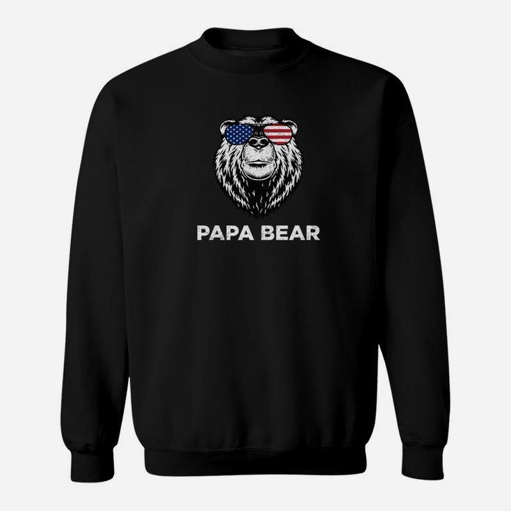 4th Of July Papa Bear American Flag Glasses Patriotic Men Premium Sweat Shirt
