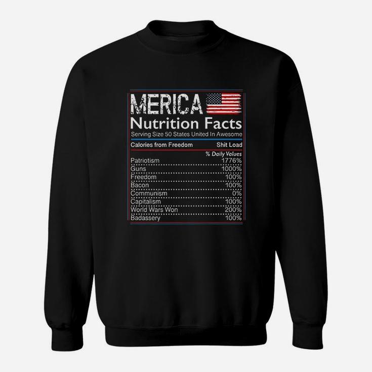 4th Of July Proud American Merica Nutrition Facts Sweat Shirt