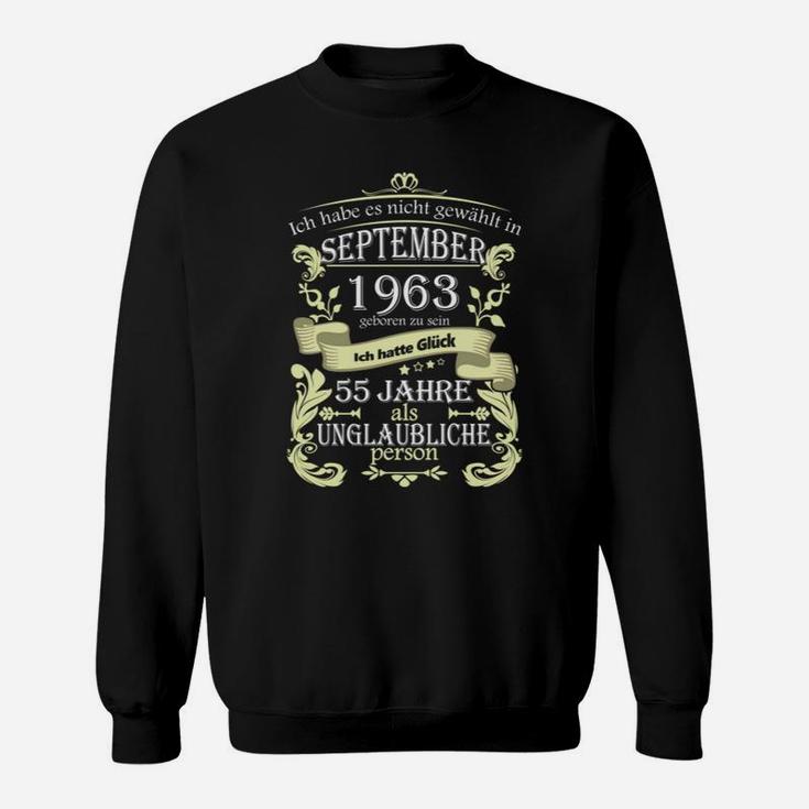 55. Geburtstag Unglaubliche Person Sweatshirt, Jahrgang 1963 September