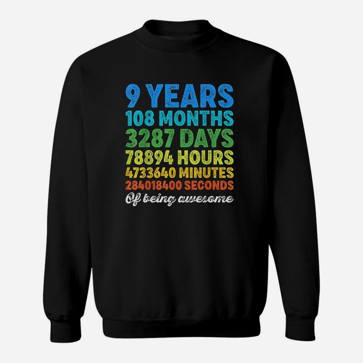 9 Years Old Gifts 9th Birthday Vintage Retro Countdown  Sweat Shirt