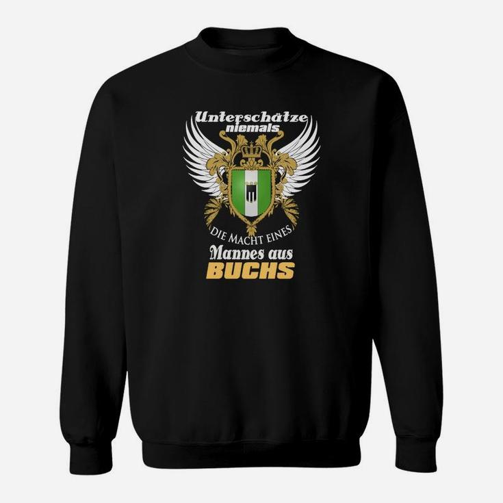 Adler-Sweatshirt Macht eines Mannes aus BUCHS, Schwarzes Herrenshirt