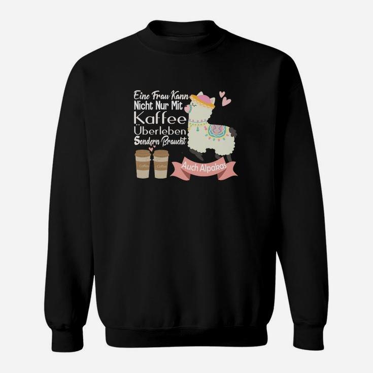 Alpaka Kaffeeliebhaber Schwarz Sweatshirt, Lustiger Spruch