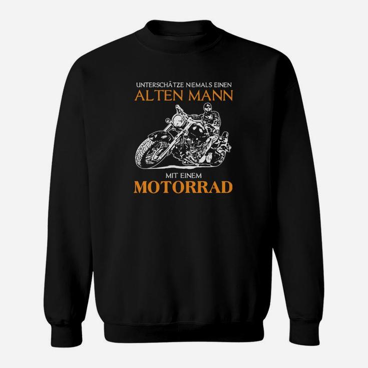 Alten Mann mit Motorrad Sweatshirt, Schwarzes Herrenshirt mit Spruch