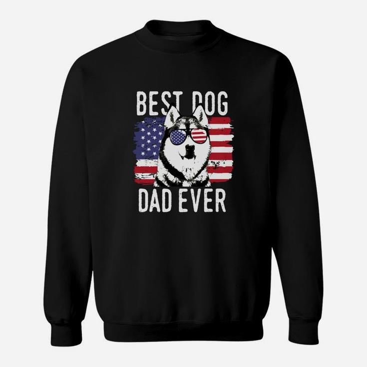 American Flag Best Dog Dad Ever Siberian Husky Sweat Shirt