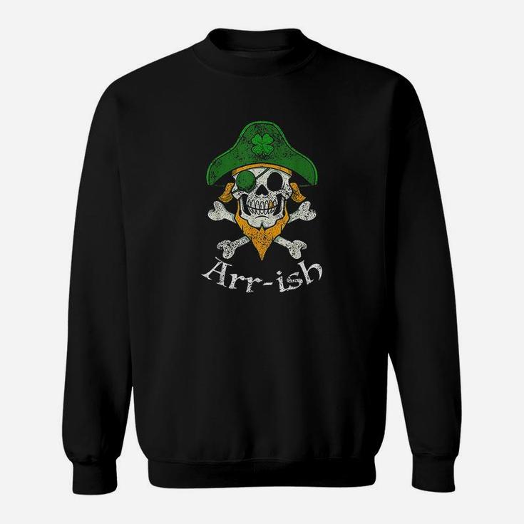 Arrish Funny Irish Pirate Clover Skull Cool St Patricks Day Sweat Shirt