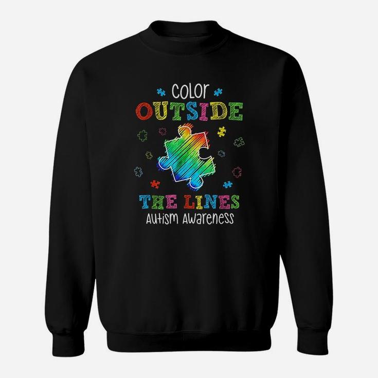 Autism Awareness Gift Colour Outside The Line Autism Sweat Shirt