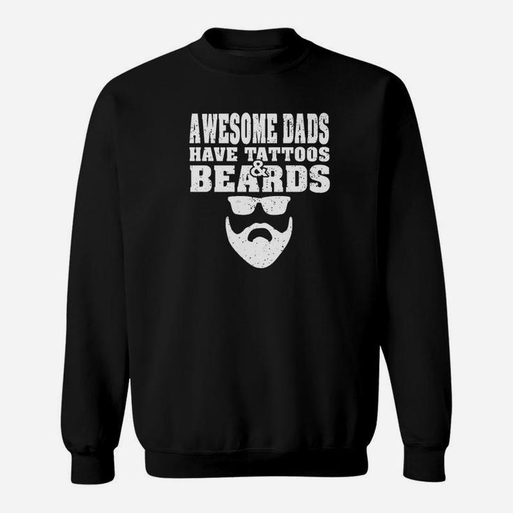 Awesome Dads Have Tattoos And Beards Vintage Fathers Day Premium Sweat Shirt