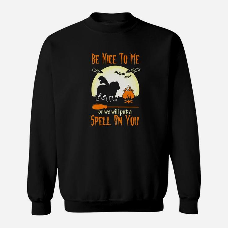Be Nice To Me English Bulldog Dog Halloween Funny Sweat Shirt