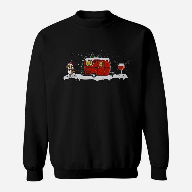 Beagle Camping And Wine Christmas Dog Lovers Sweat Shirt
