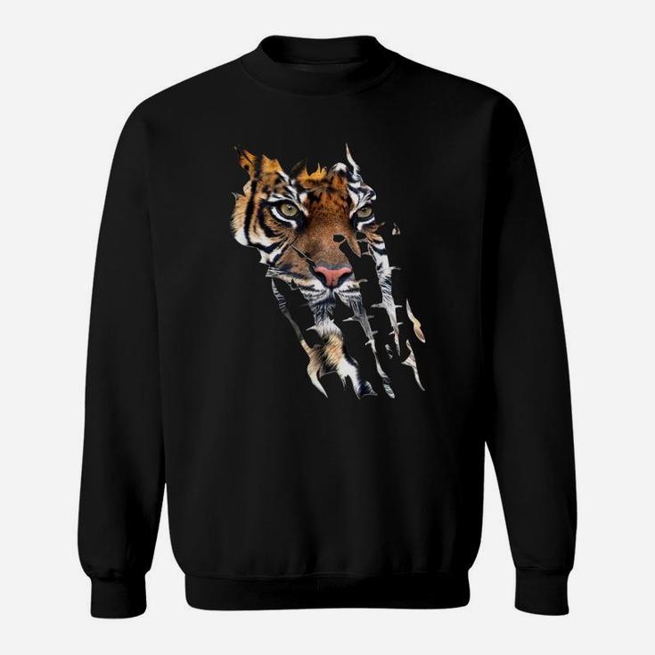 Bengal Tiger Face T-shirt Spirit Animal Tiger Paw Print Sweat Shirt