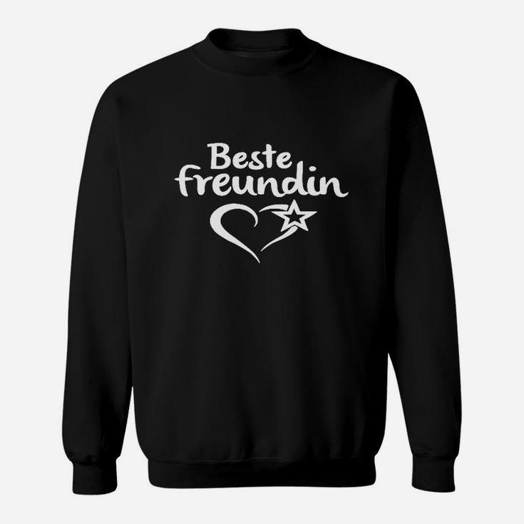 Beste Freundin Schwarzes Damen-Sweatshirt mit Herzstern-Motiv