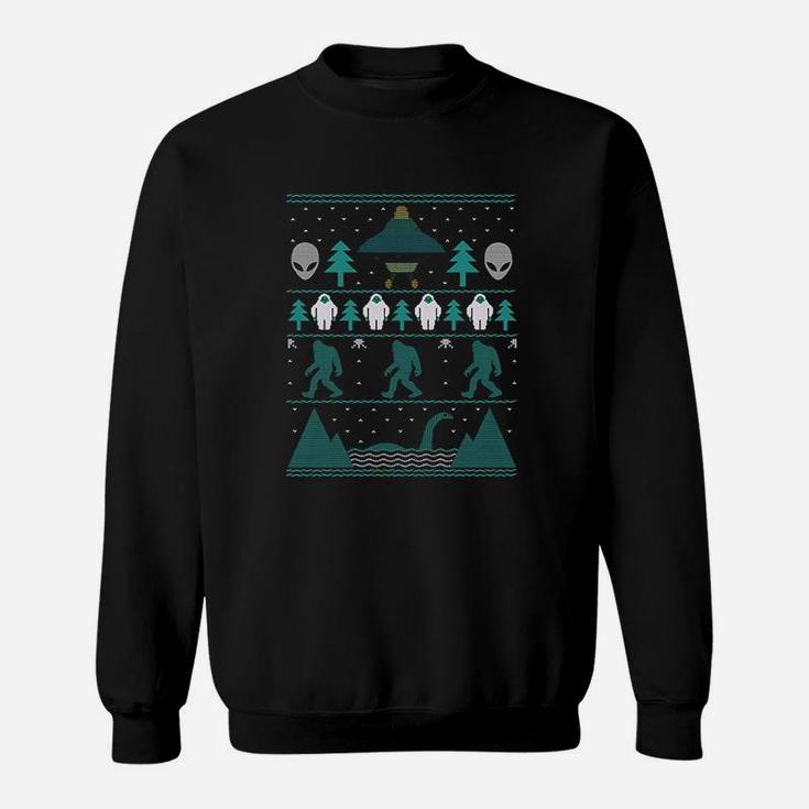 Bigfoot Aliens Yeti Ugly Christmas Sweat Shirt