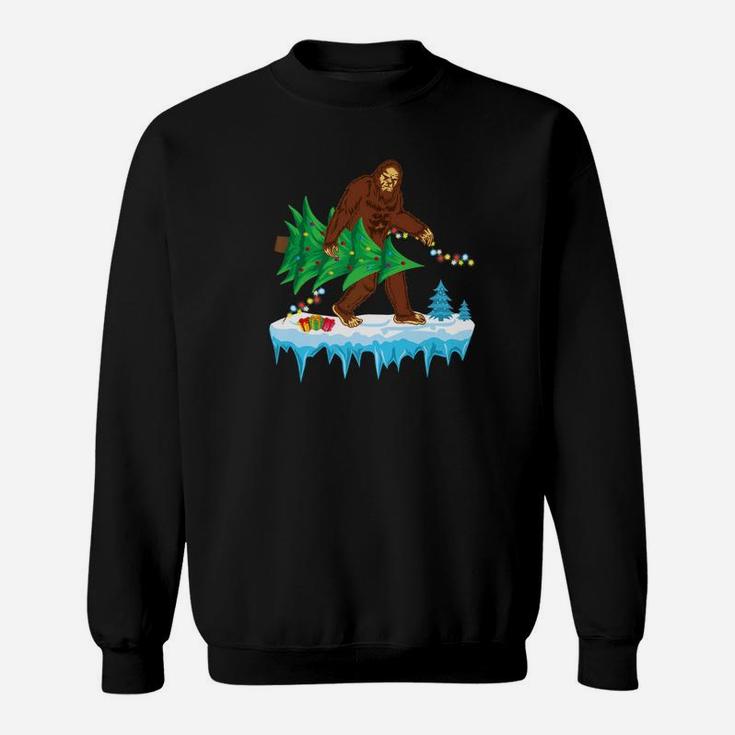 Bigfoot Christmas Tree Men Boys Kids Sasquatch Gift Sweat Shirt