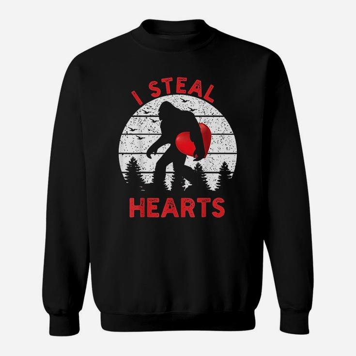 Bigfoot Sasquatch Believe I Steal Hearts Valentines Day Sweat Shirt