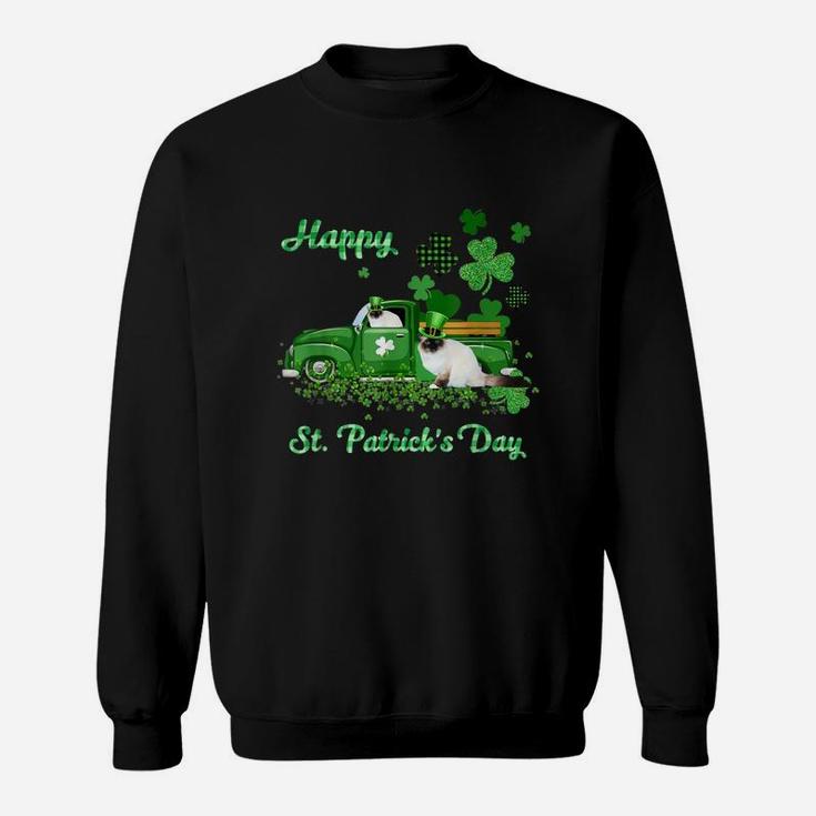 Birman Riding Green Truck St Patricks Day Cat Lovers Gift Sweatshirt