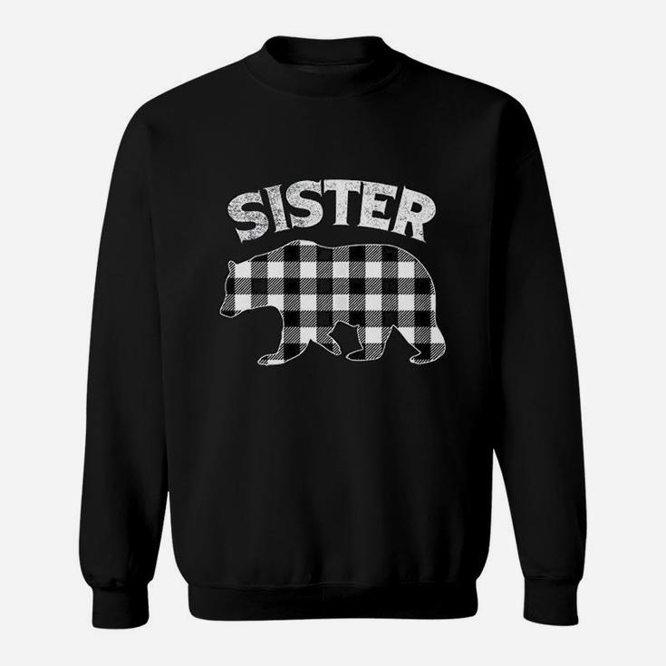 Black And White Buffalo Plaid Sister Bear Christmas Sweat Shirt