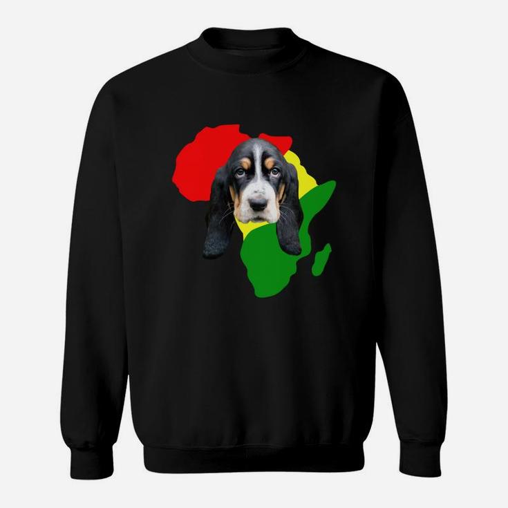 Black History Month African Map Basset Hound Gift For Pet Lovers Proud Black Sweat Shirt