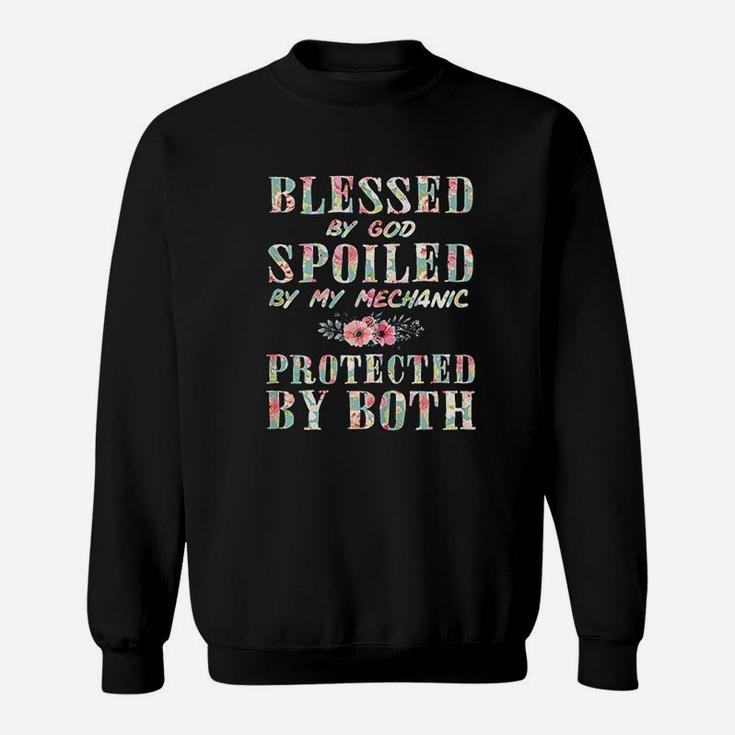 Blessed By God Spoiled By My Mechanic Wife Women Gift Sweat Shirt