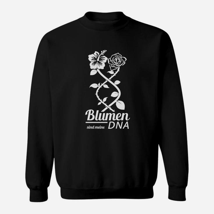 Blumen-DNA Motiv Schwarzes Sweatshirt mit Schriftzug, Kreatives Design Tee