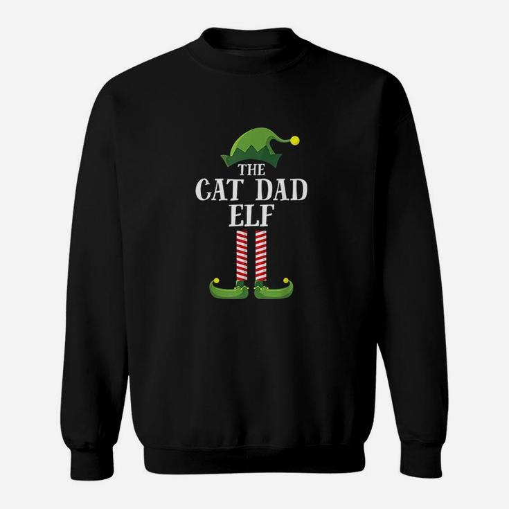 Cat Dad Elf Matching Family Group Christmas Party Pajama Sweat Shirt