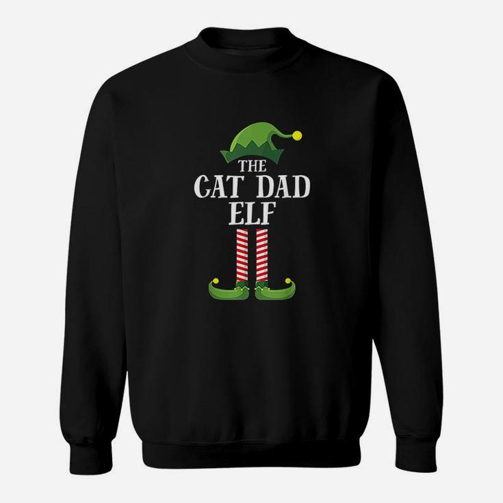 Cat Dad Elf Matching Family Group Christmas Party Sweat Shirt
