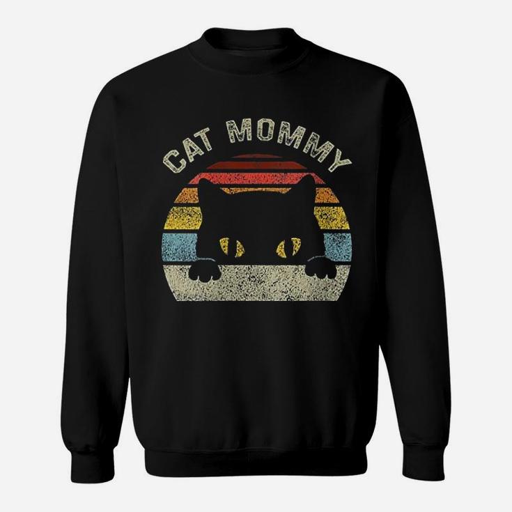 Cat Mommy Women Vintage Retro Black Cats Mom Mothers Day Sweat Shirt
