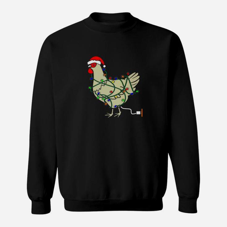 Chicken Christmas Light Lady Men Farmer Lover Tee Sweat Shirt