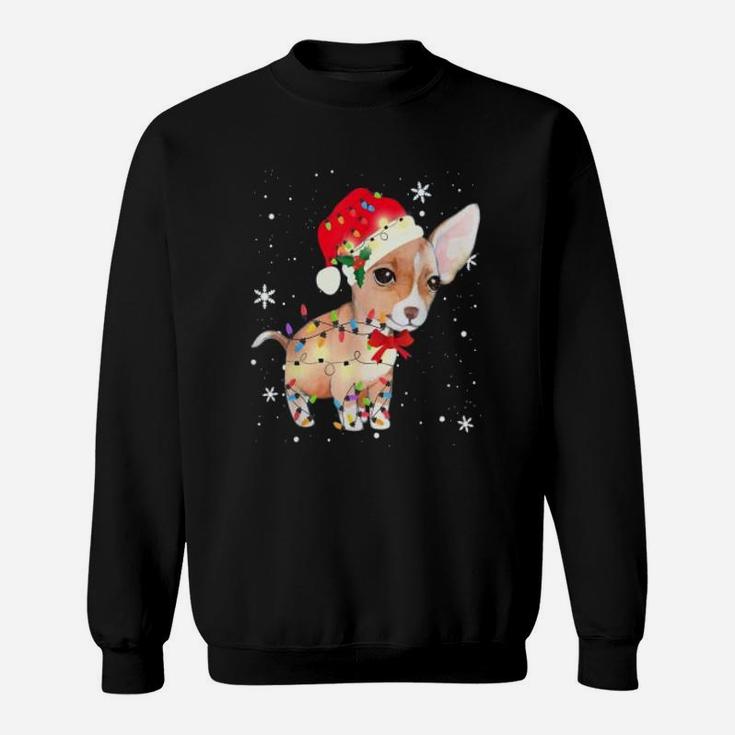 Chihuahua Dog Christmas Light Xmas Mom Dad Gifts Sweat Shirt