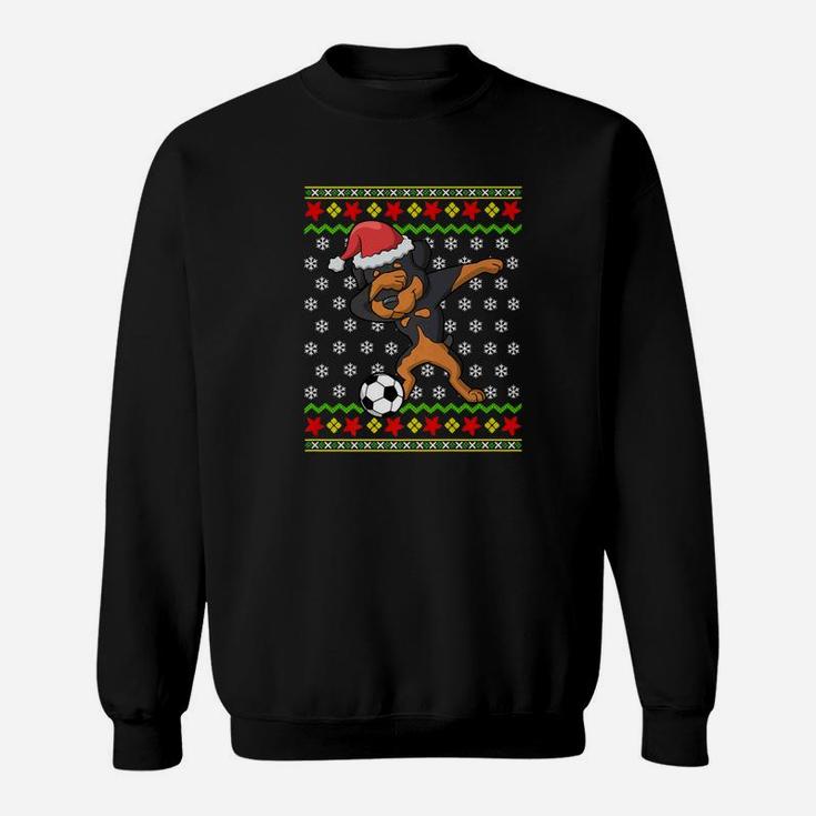 Christmas Shirt Dabbing Rottweiler Dog Soccer Gift Funny Sweat Shirt