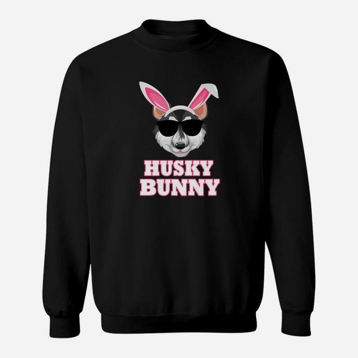 Cool Glasses Huskys Bunny Rabbit Dog Happy Easter Sweat Shirt