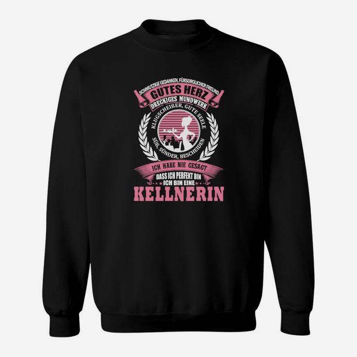 Cooles Herz Kellnerin Design Schwarzes Sweatshirt für Gastronomie-Liebhaber