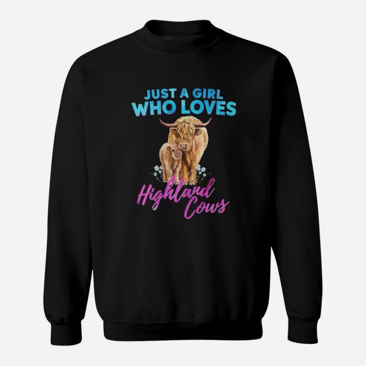 Cow Just A Girl Who Loves Highland Cows Funny Sweat Shirt