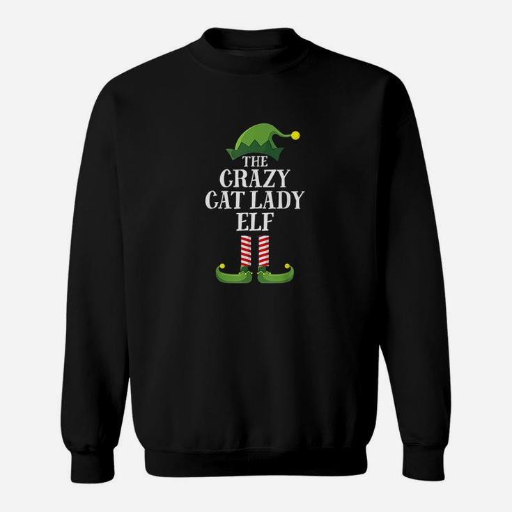 Crazy Cat Lady Elf Matching Family Group Christmas Party Sweat Shirt