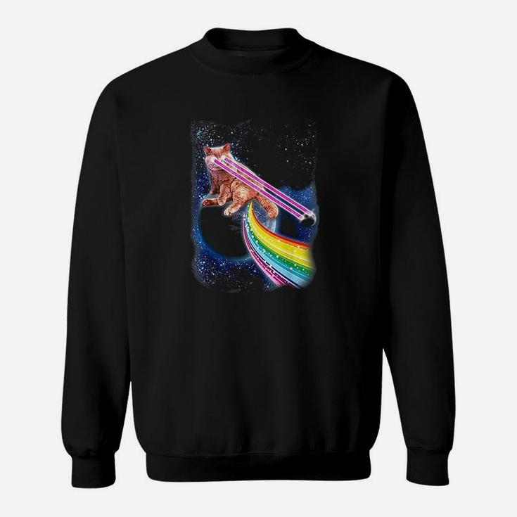 Crazy Space Cat With Eye Lasers And Rainbow Farts Sweat Shirt