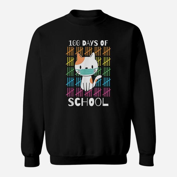 Cute 100 Days Of School Cat Virtual Teacher Sweat Shirt