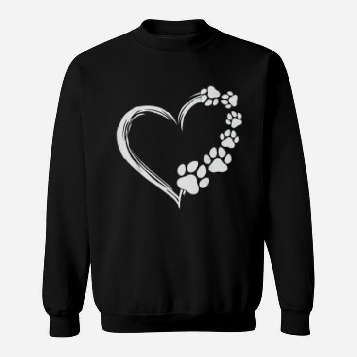 Cute Dog Puppy Dogs Paws Print Heart Gift Dog Mom Sweat Shirt