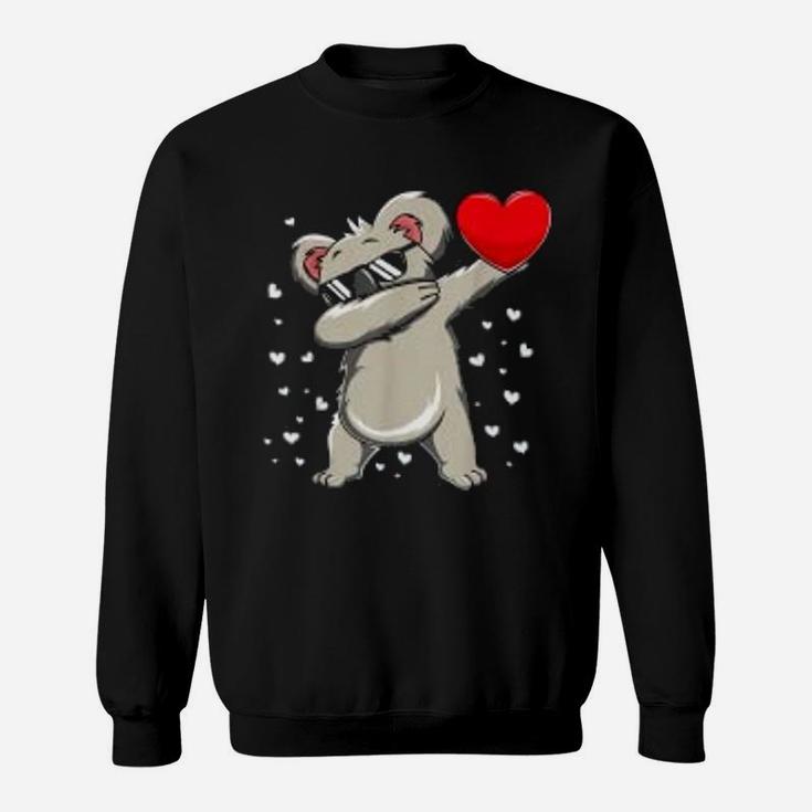 Dabbing Koala Bear Heart Valentines Day Funny Gift Sweat Shirt