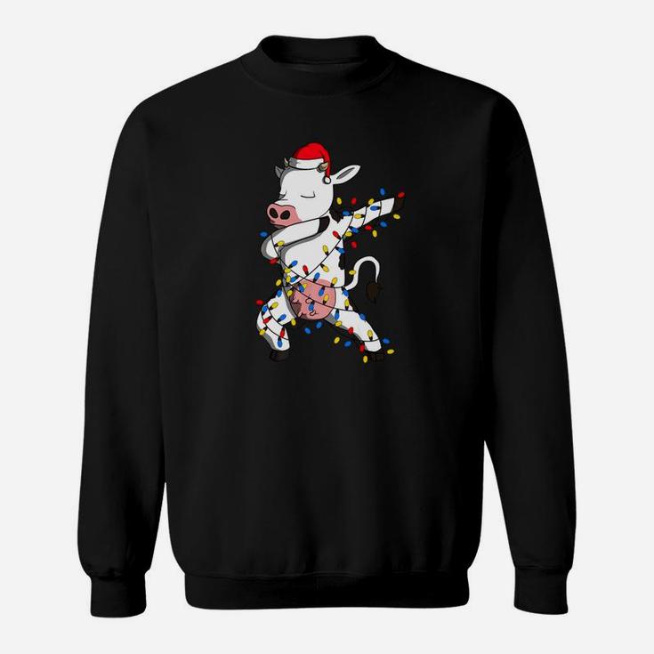Dabbing Santa Claus Cow Christmas Tree Gift Sweat Shirt