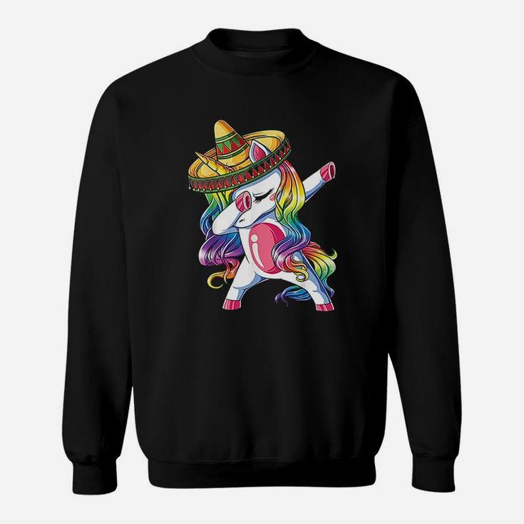 Dabbing Unicorn Funny Cinco De Mayo Women Rainbow Sombrero Sweat Shirt