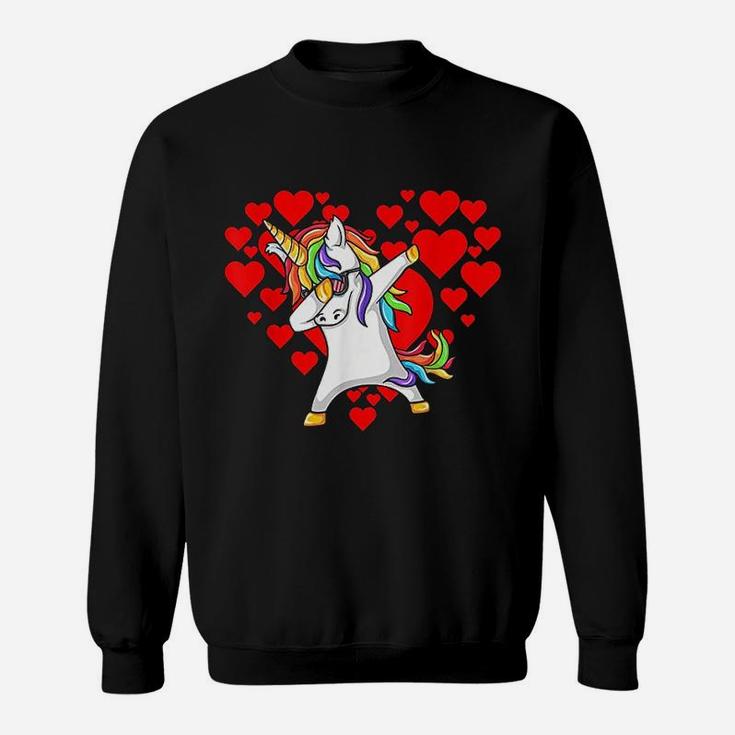 Dabbing Unicorn Hearts Valentines Day Funny Dab Kids Gift Sweat Shirt